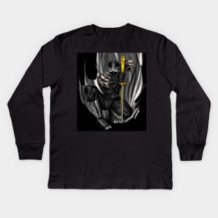 ninja shinobi in dark arts of japan ecopop armor knight Kids Long Sleeve T-Shirt